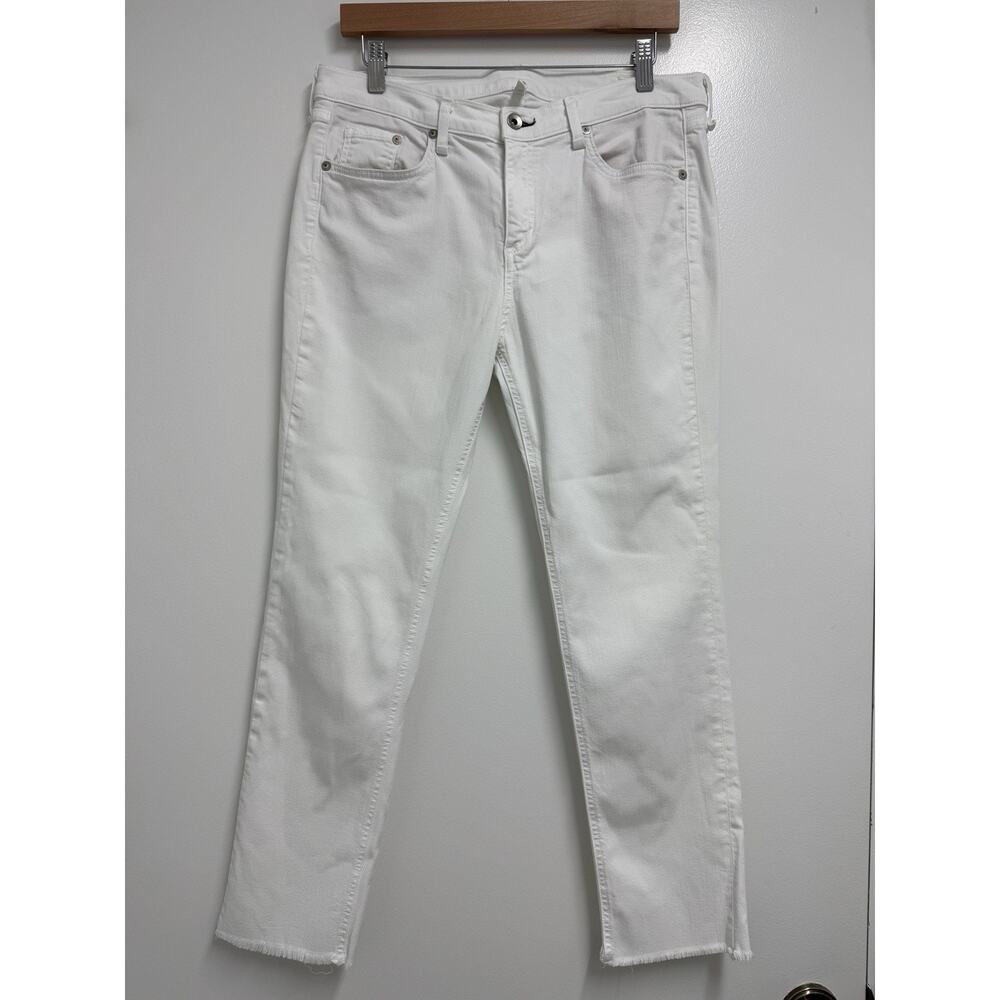 RAG & BONE Women’s 31 White DRE CAPRI Fray Edge Hem 5 Pocket Ankle/Crop Jeans